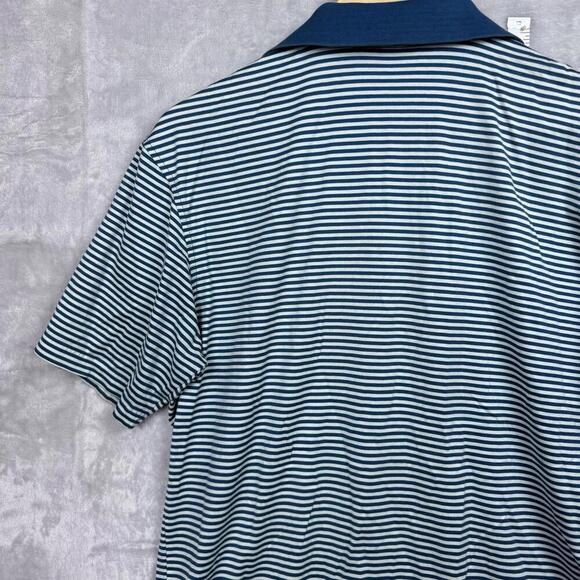 Peter Millar Striped Cotton Polo Shirt Men Size M Blue White Classic Fit Golf - Picture 5 of 8